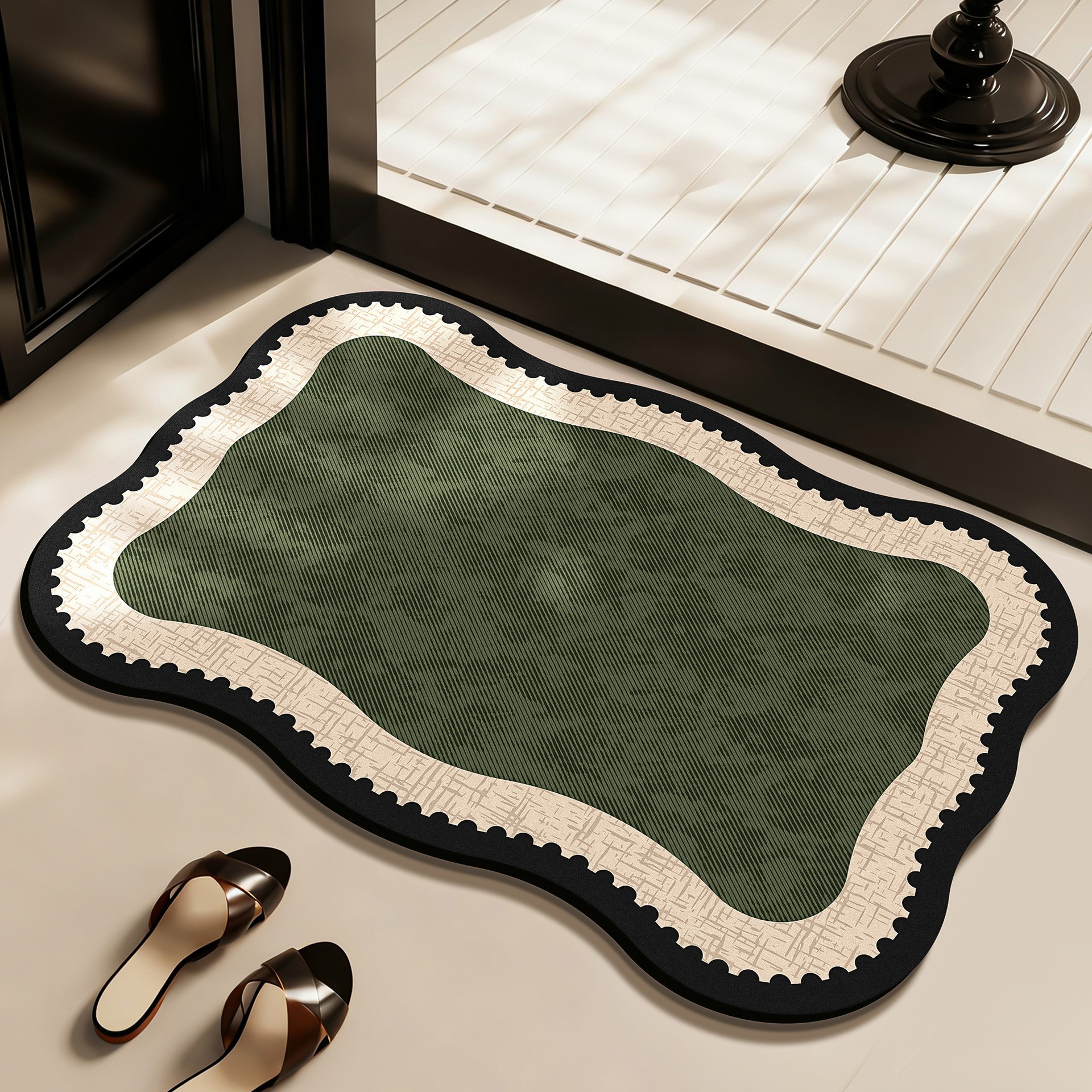 Light luxury retro French bathroom diatom mud floor mat bathroom door absorbent non-slip mat household wear-resistant