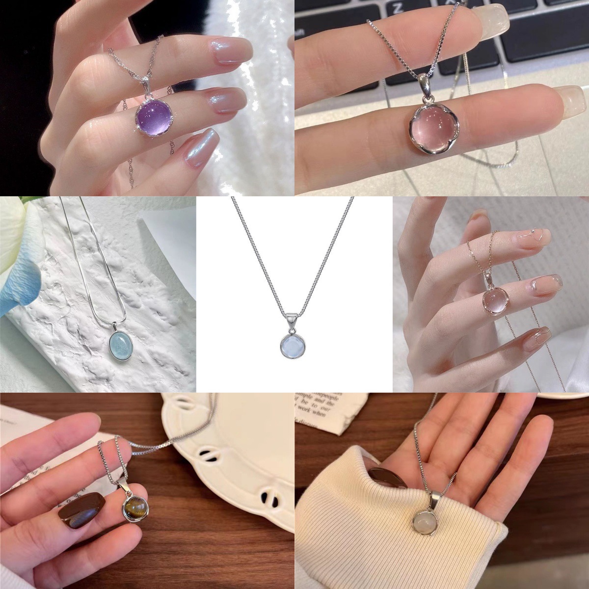 Korean style fashion geometric necklace for women ins cool style spliced ​​clavicle chain sweater chain light luxury niche