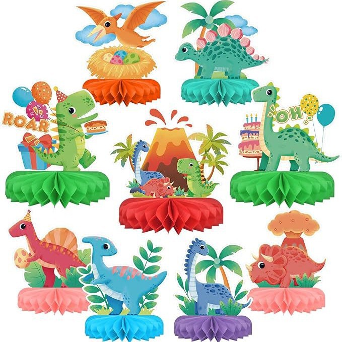 New Dinosaur Theme Party Honeycomb Ornaments Supplies Jurassic Dinosaur Children's Birthday Decoration Paper Fan Table